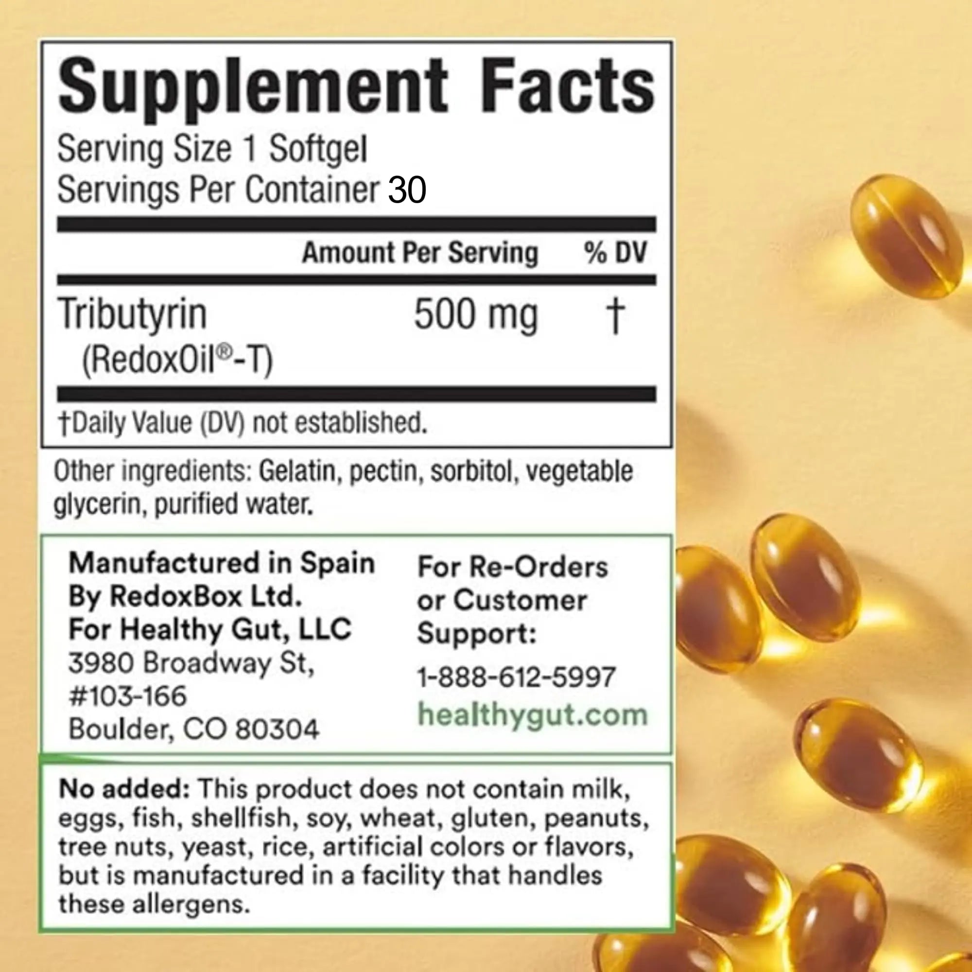 Healthy Gut Tributyrin-X | Most Bioavailable Butyrate Postbiotic for Gut Health & Leaky Gut Support | 99% Pure w/Zero Odor | 30 Softgels Healthy Gut buy australia supplements