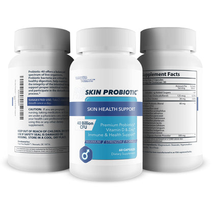 Pro Skin Probiotic - Skin Health Supporting Probiotic with Immune Support - Promote Healthy Skin Microbiome from Inside Out - Health Starts in the Gut - Support Reduced Breakouts, Redness, & Puffiness True You Health