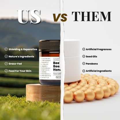 Santa Cruz Paleo, Beef Tallow, Beeswax & Honey Face Moisturizer, Organic, Unscented Grassfed Beef Tallow Skin Care, Sunscreen Free Santa Cruz Paleo