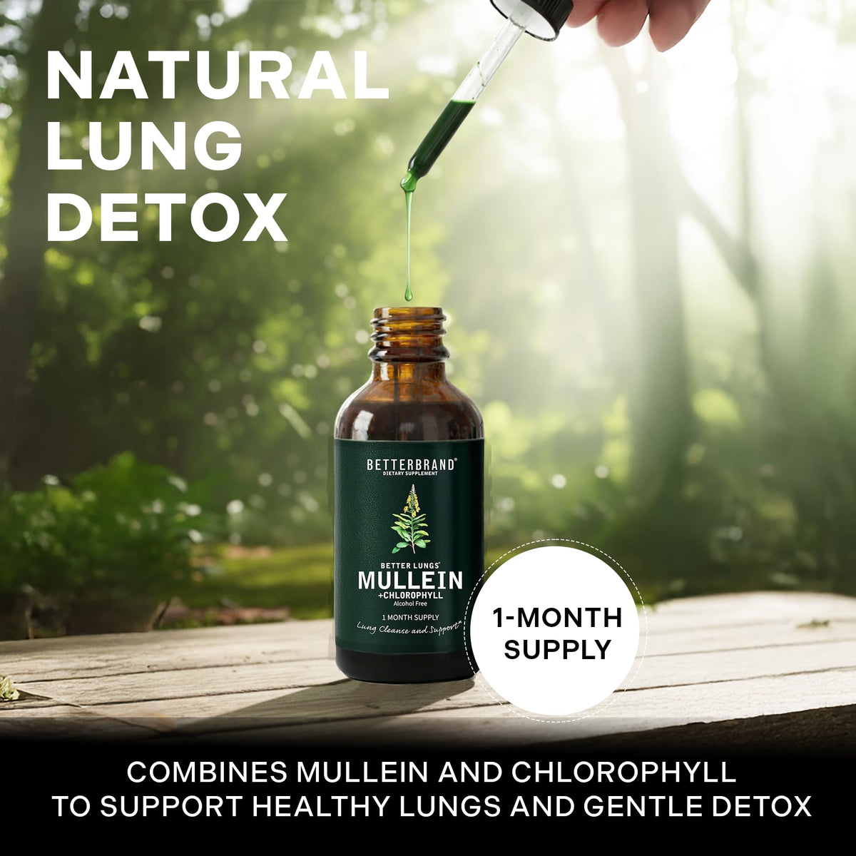 Betterbrand Mullein Drops for Lung Detox - Mullein Leaf Tincture with Chlorophyll - Helps Support Respiratory Health Betterbrand