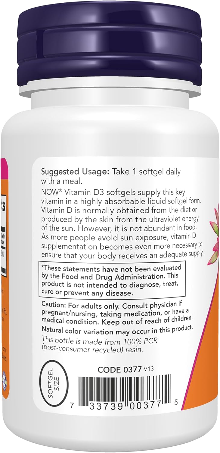 NOW Foods Supplements, Vitamin D-3 2,000 IU, High Potency, Structural Support*, 240 Softgels Gsupps Australia