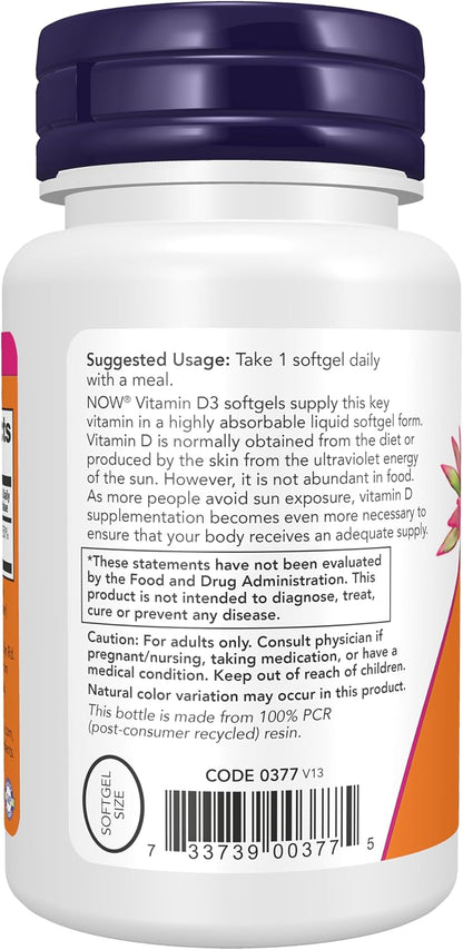 NOW Foods Supplements, Vitamin D-3 2,000 IU, High Potency, Structural Support*, 240 Softgels Gsupps Australia