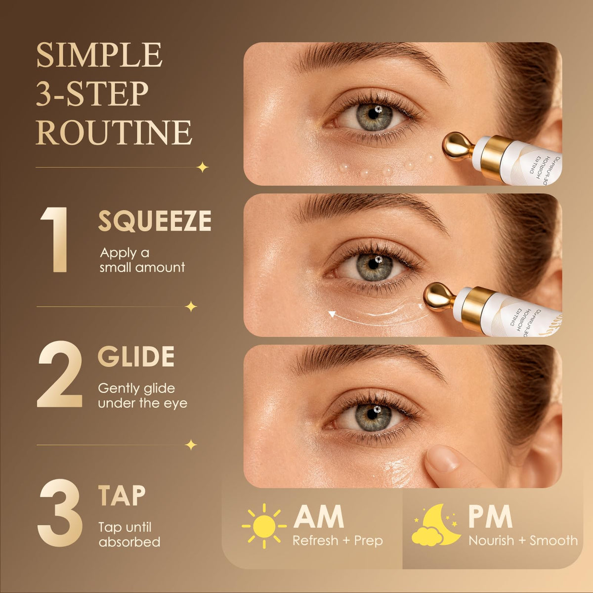 Under Eye Serum for Dark Circles & Puffiness : Caffeine Retinol Peptide Eye Serum for Fine Lines and Wrinkles, Hydrating Daily Eye Care for Women & Men, 0.7 fl oz BIYSBER