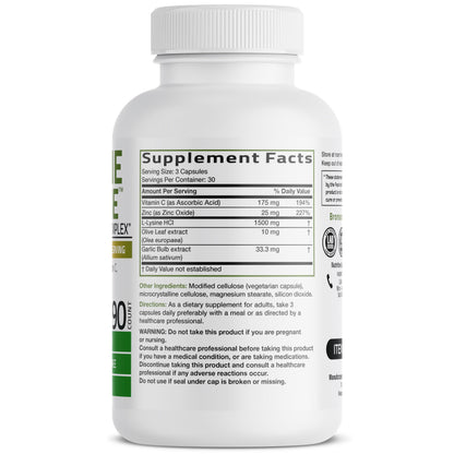 Bronson L-Lysine Defense Immune Support Complex 1500 MG L-Lysine Plus Olive Leaf, Garlic, Vitamin C and Zinc Bronson
