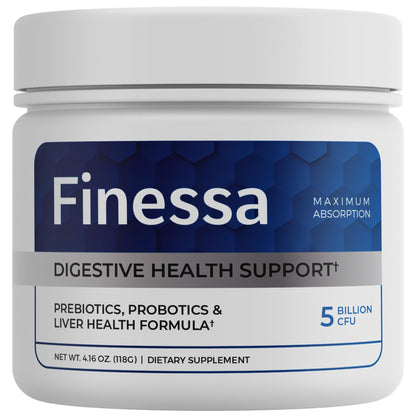 Finessa Digestive Probiotic Drink - 2in1 Digestive Health, Liver Cleanse Detox & Repair | Constipation, Gas and Bloating Relief | Gut Health Blend with Prebiotics & Probiotics Finessa