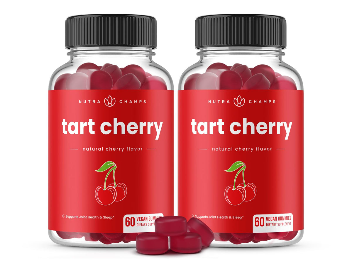 NutraChamps Tart Cherry Gummies - Tart Cherry Extract with Celery Seed - 60 Vegan Gummies (2-Pack) NutraChamps