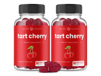NutraChamps Tart Cherry Gummies - Tart Cherry Extract with Celery Seed - 60 Vegan Gummies (2-Pack) NutraChamps