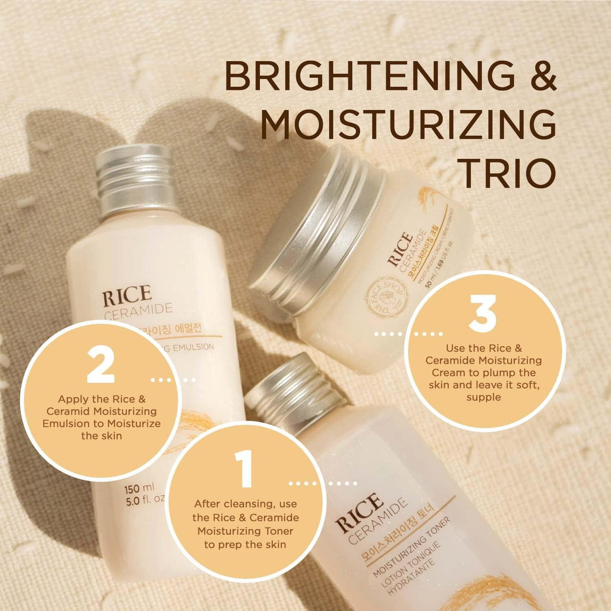 THE FACE SHOP Rice Ceramide Moisturizing Cream, Lightweight, 1.69 fl. oz. The Face Shop