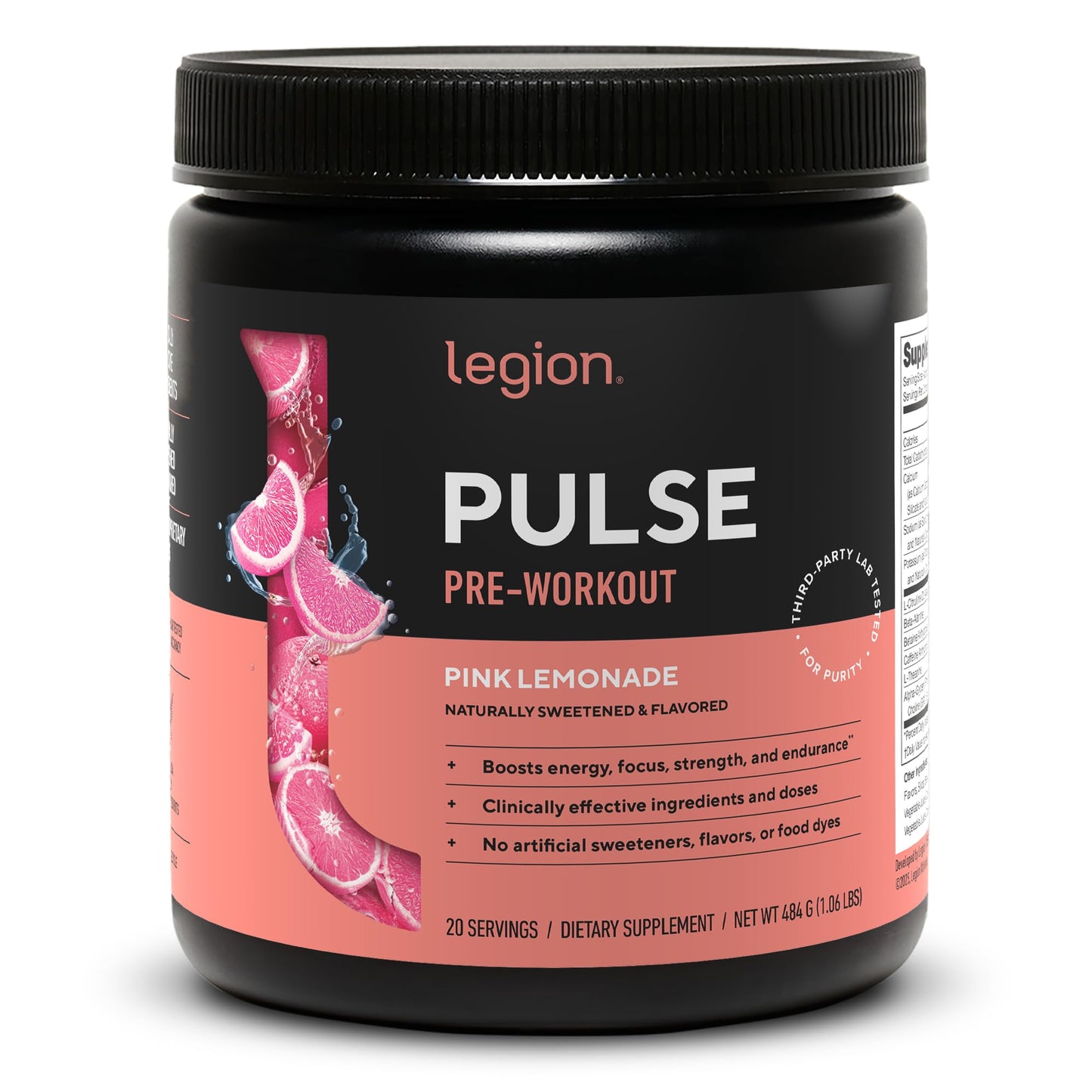 LEGION Pulse Pre Workout Supplement - All Natural Nitric Oxide Preworkout Drink to Boost Energy, Creatine Free, Naturally Sweetened, Beta Alanine, Citrulline, Alpha GPC (Fruit Punch)