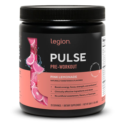 LEGION Pulse Pre Workout Supplement - All Natural Nitric Oxide Preworkout Drink to Boost Energy, Creatine Free, Naturally Sweetened, Beta Alanine, Citrulline, Alpha GPC (Fruit Punch)