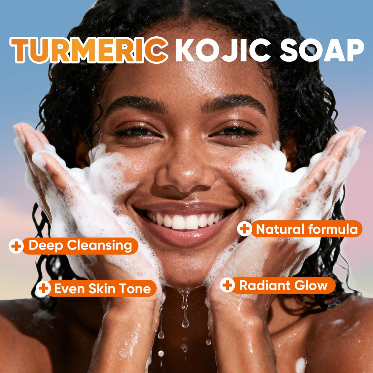 OAKDOLCHE 5 Pcs 80g Turmeric Kojic Acid Soap Bars with 2 Foaming Mesh Nets OAKDOLCHE