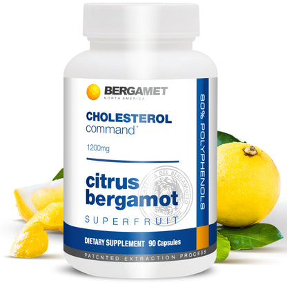 Cholesterol Command, Citrus Bergamot SuperFruit Supplement, 47% Bergamot Polyphenol Fraction (BPF) Patented Formula, BergaMet