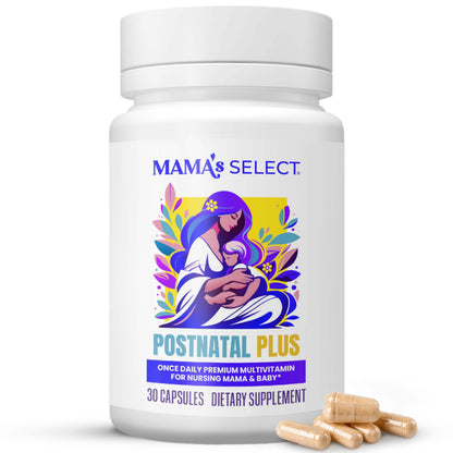 Mama's Select Postnatal Vitamins – Boosts Hair Recovery, Milk Supply, & Wellness – Allergen-Free, Vegan, MTHFR Friendly, Methylated Folate & B Vitamins, Mama's Select
