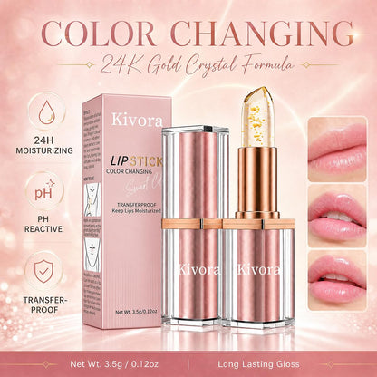 Kivora Lipstick（2 Pack）,Latest Rose Gold Kivora Lipstick for Mature Lips,PH Lipsticks Color Changing, Long Lasting Moisturizing Tinted Lip Balm Generic