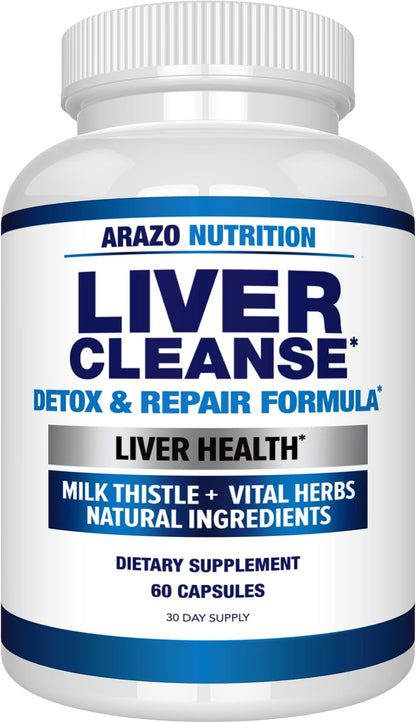 Arazo Nutrition Liver Cleanse Detox & Repair Formula – Milk Thistle Herbal Support Supplement: Silymarin, Beet, Artichoke, Dandelion, Chicory Root Gsupps Australia