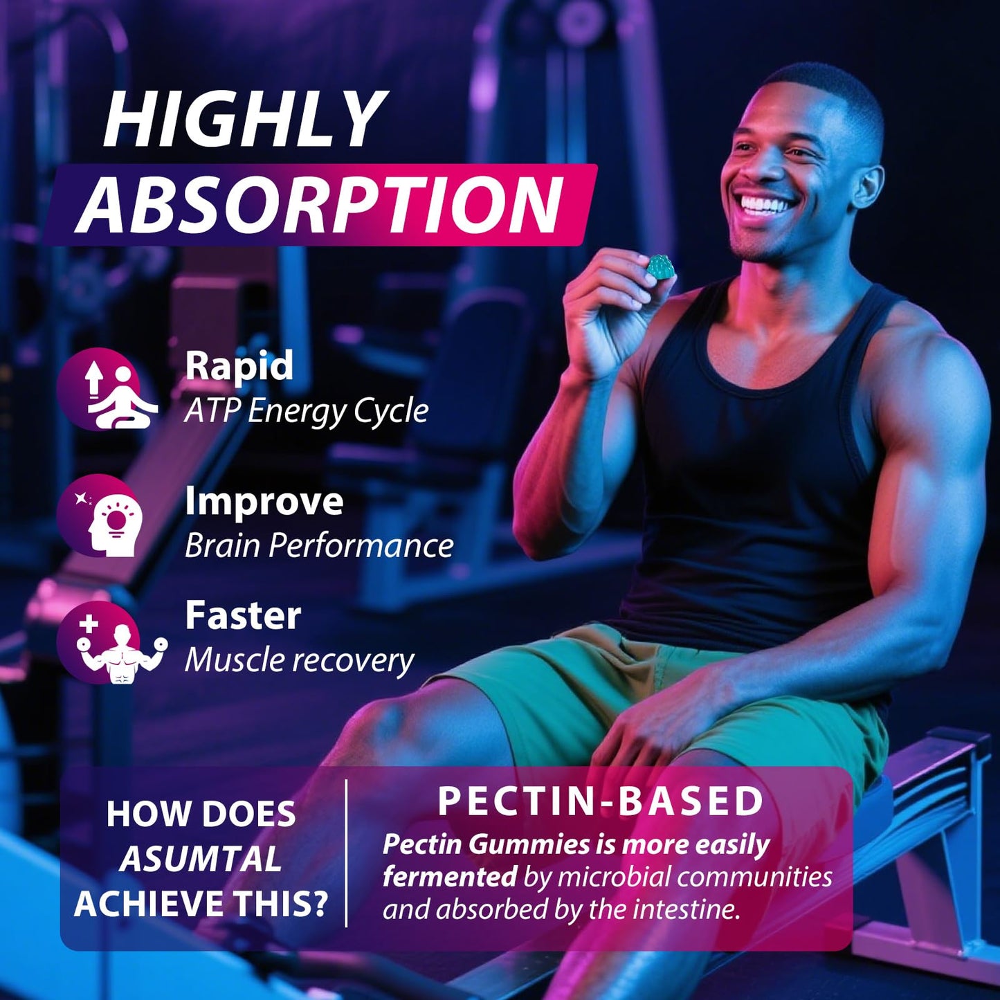 Asumtal Creatine Monohydrate Gummies Complex 8500 MG for Men & Women, Creatine Monohydrate Supplement for Muscle Growth, Strength & Energy Support Asumtal