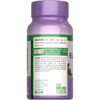 Nature's Truth Black Elderberry Capsules | 100 Count | Super Concentrated Sambucus Extract | Non-GMO and Gluten Free Supplement Nature's Truth