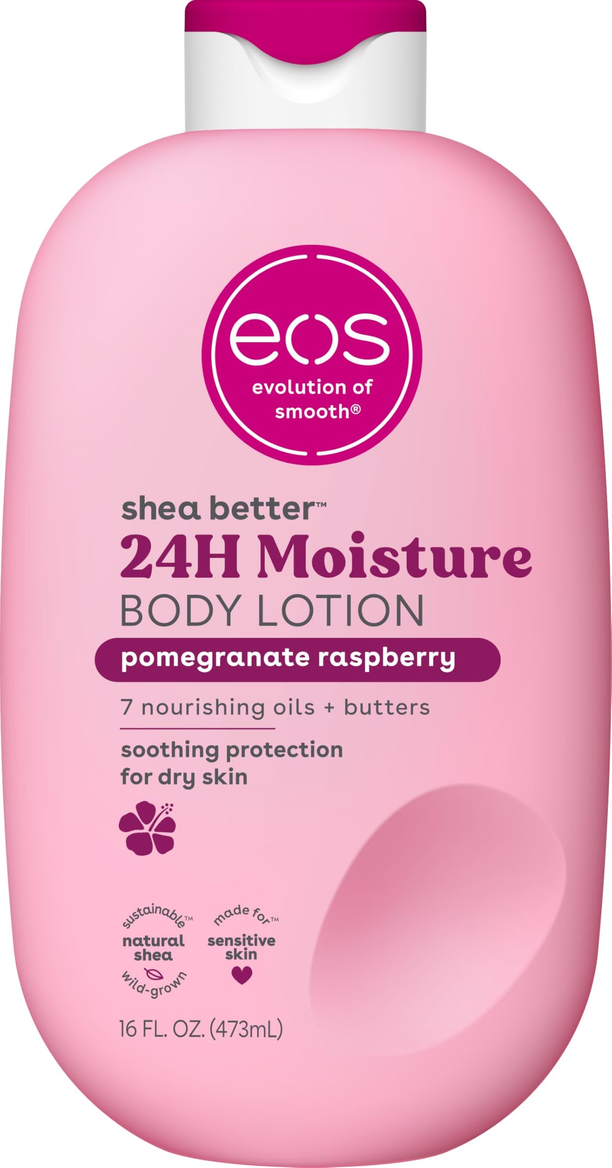 eos Shea Better 24H Moisture Body Lotion- Pomegranate Raspberry, 16 fl oz eos