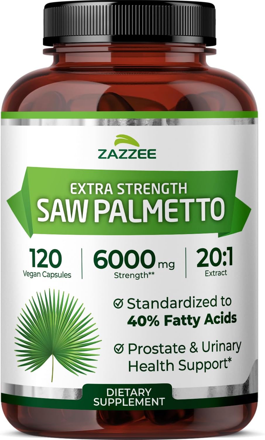 Zazzee Extra Strength Saw Palmetto 20:1 Extract, 40% Fatty Acids, 120 Vegan Capsules, 4 Month Supply, Serenoa Repens, Daily Wellness & Men’s Health Support, Herbal Supplement, Non-GMO, Made in the USA Gsupps Australia