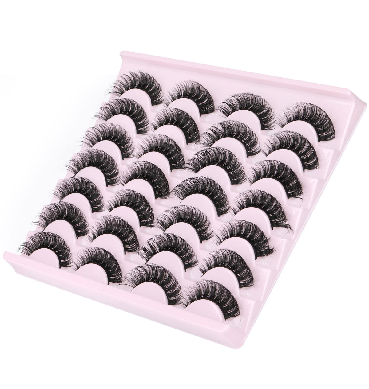 False Eyelashes Russian Strip Lashes Volume Fake Eyelashes Extension D-Curly Wispy Handmade Soft Reusable 14 Pairs Lashes Pack zanlufly