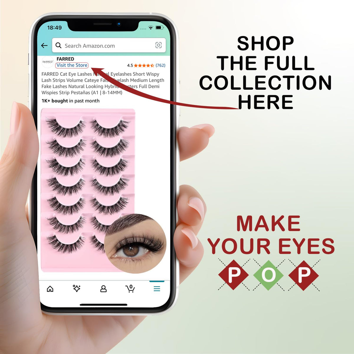 FARRED Cat Eye Lashes Natural Eyelashes Short Wispy Lash Strips Volume Cateye False Eyelash Medium Length Fake Lashes Natural Looking Hybrid Clusters Full Demi Wispies Strip Pestañas (A1 | 8-14MM) FARRED