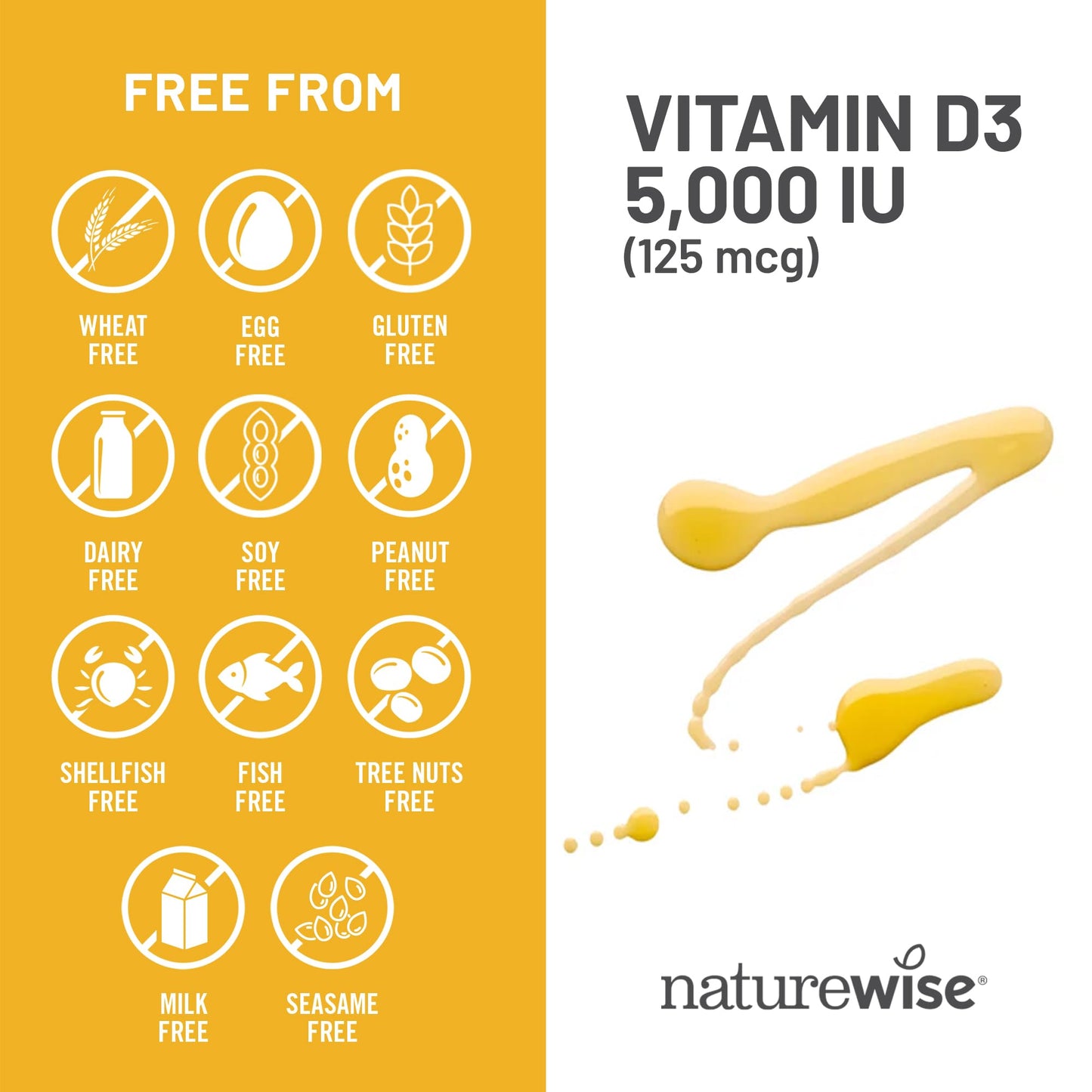 NatureWise Vitamin D3 5000iu (125 mcg) 1 Year Supply for Immune Support, Healthy Muscle Function, and Bone Health - Non-GMO NatureWise