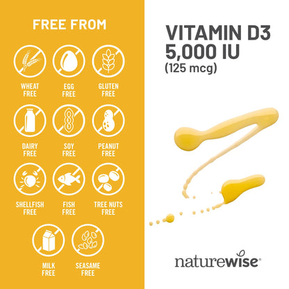NatureWise Vitamin D3 5000iu (125 mcg) 1 Year Supply for Immune Support, Healthy Muscle Function, and Bone Health - Non-GMO NatureWise