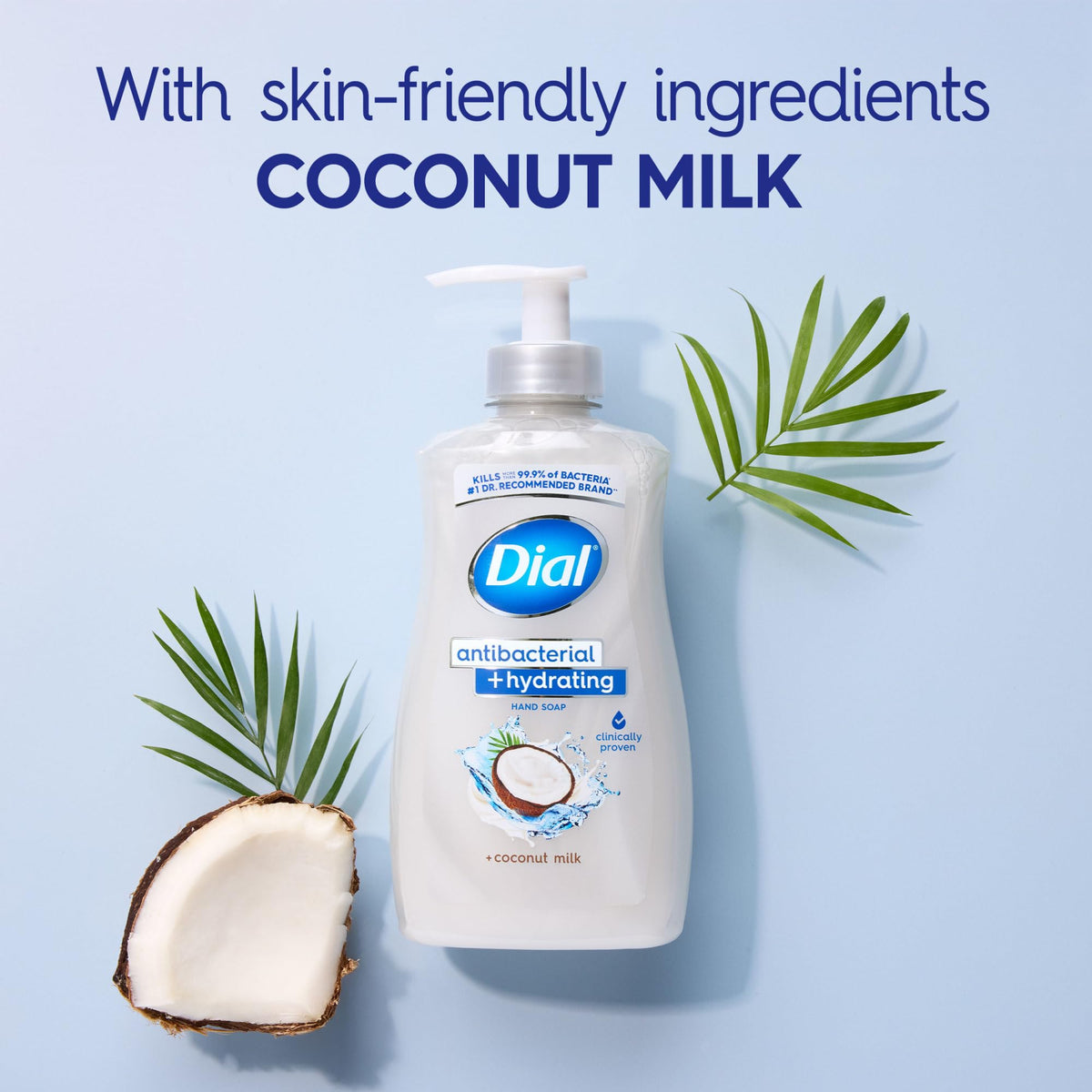 Dial Antibacterial Hydrating Liquid Hand Soap, Coconut Milk, 11oz, 4-Pack Dial