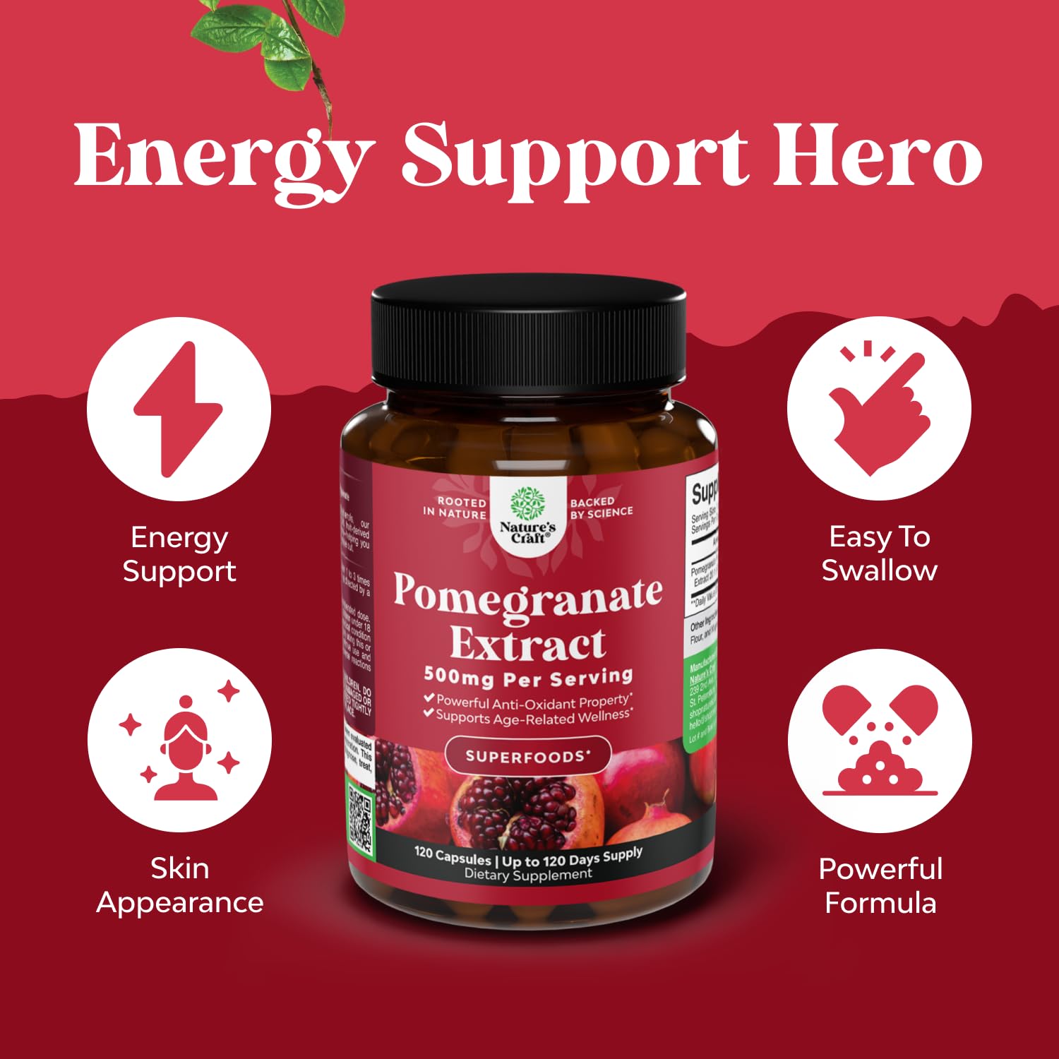 Advanced Pomegranate Extract Capsules - Powerful Antioxidant & Healthy Heart Support - Easy To Swallow Pomegranate Supplement - Superfood for Energy & Gut Health Support - Third Party Tested - 60 Ct Gsupps Australia