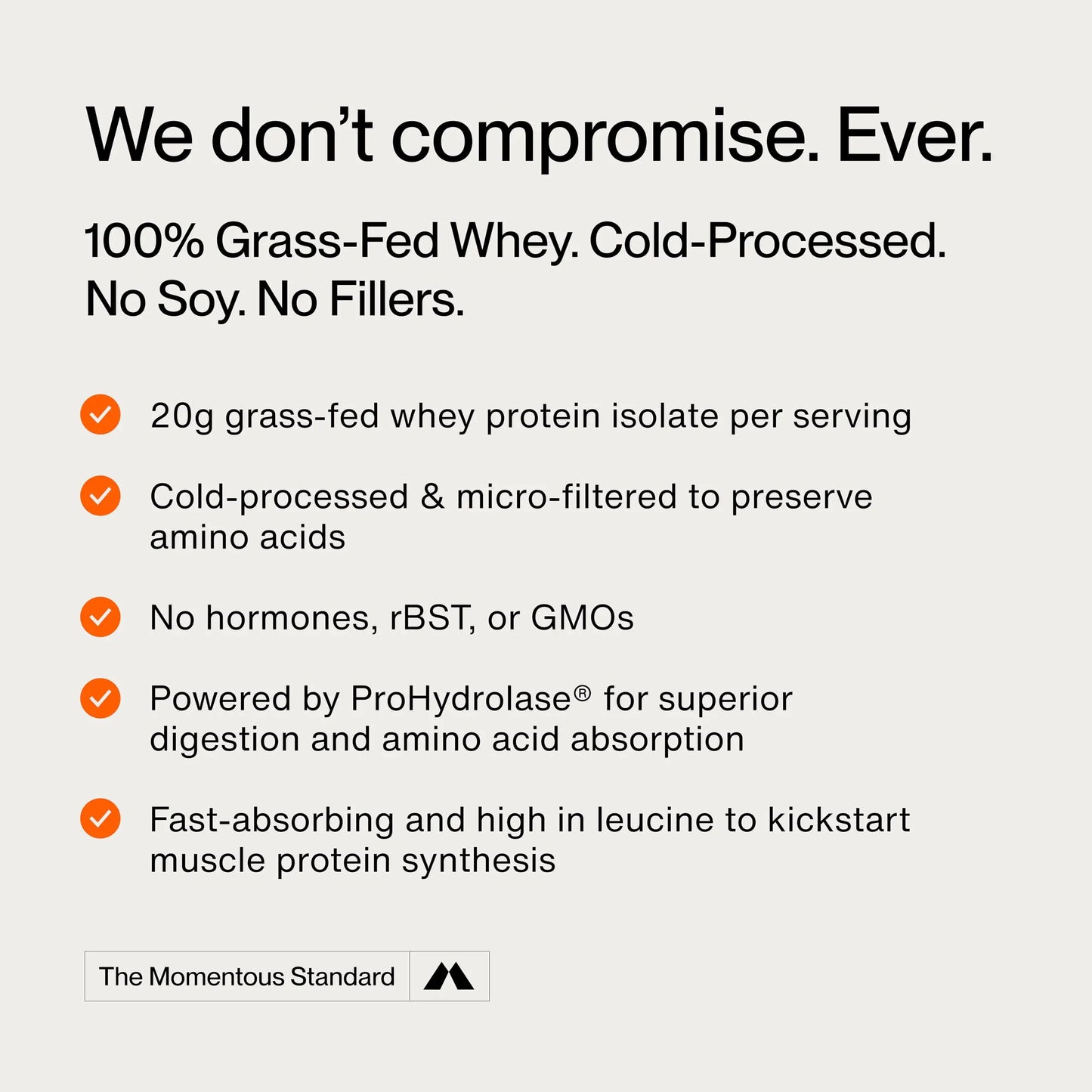 Momentous Essential Grass-Fed Whey Protein Powder - 20 g Whey Isolate Protein - NSF Certified for Sport - Gluten-Free - 25 Servings for Essential Everyday Use - Unflavored - Package May Vary Momentous