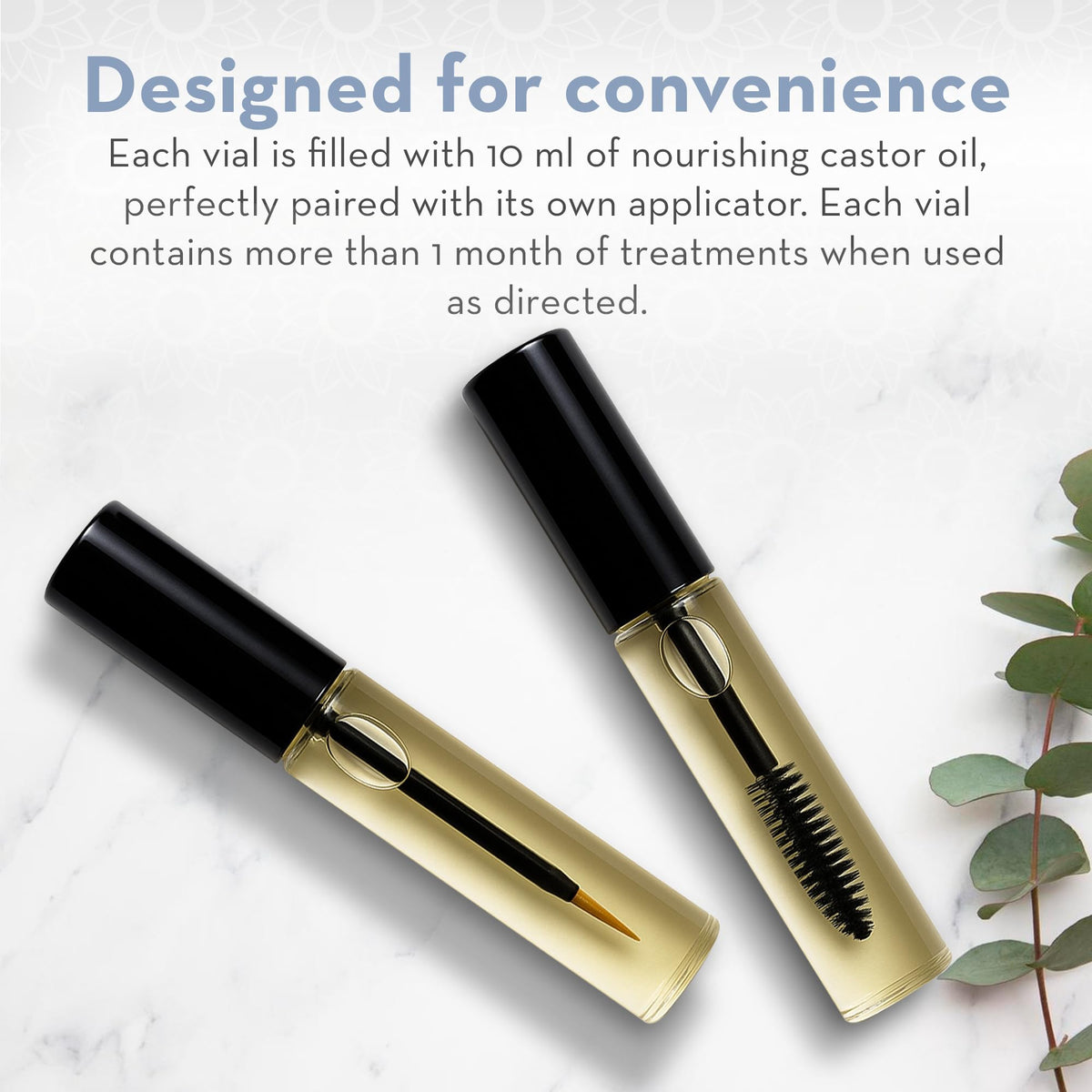 Castor Oil for Eyelashes & Eyebrows, Lash & Brow Serum, 2 x 10 ml Pure Body Naturals