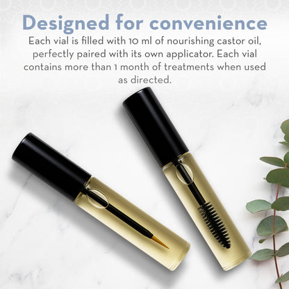 Castor Oil for Eyelashes & Eyebrows, Lash & Brow Serum, 2 x 10 ml Pure Body Naturals