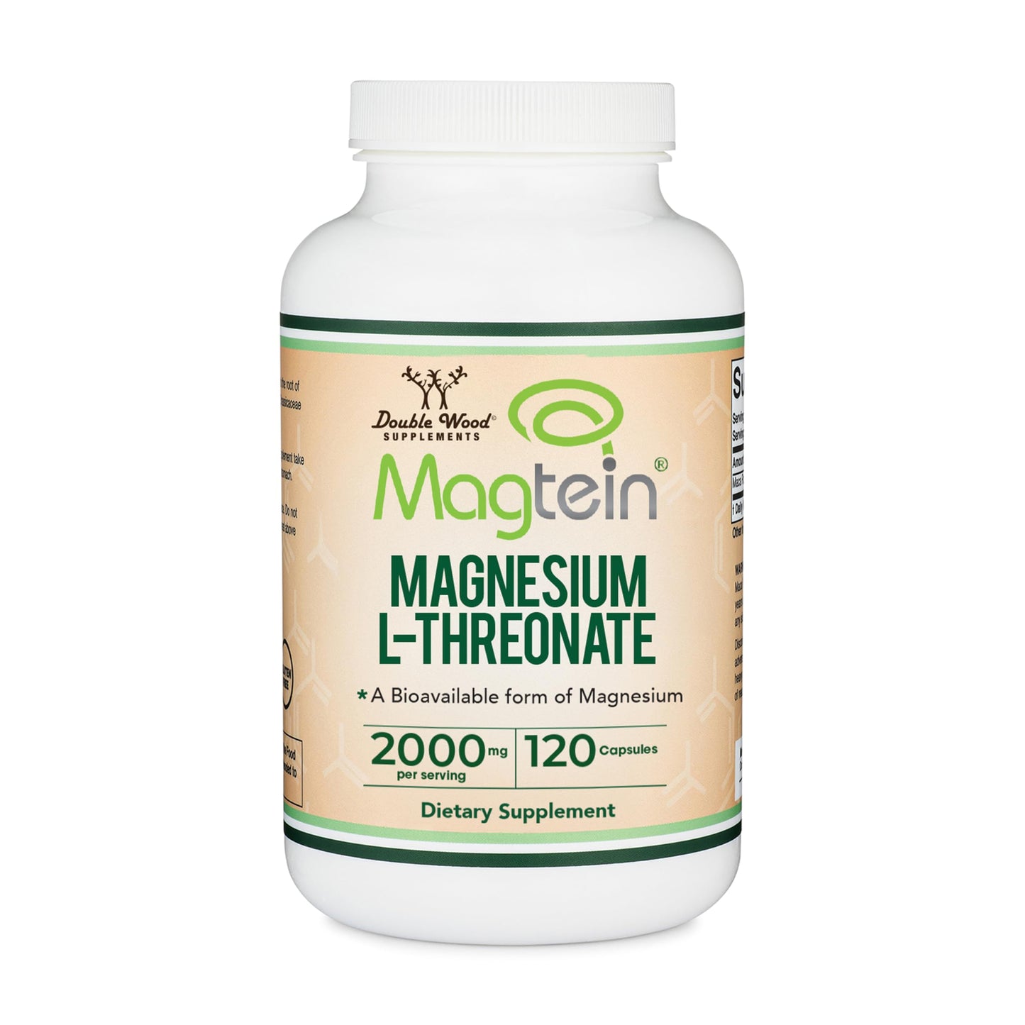 Magnesium L Threonate, Magtein - NSF Certified - Sleep and Cognitive Support – High Absorption – Most Bioavailable Form of Magnesium – 2,000 mg – 120 Capsules