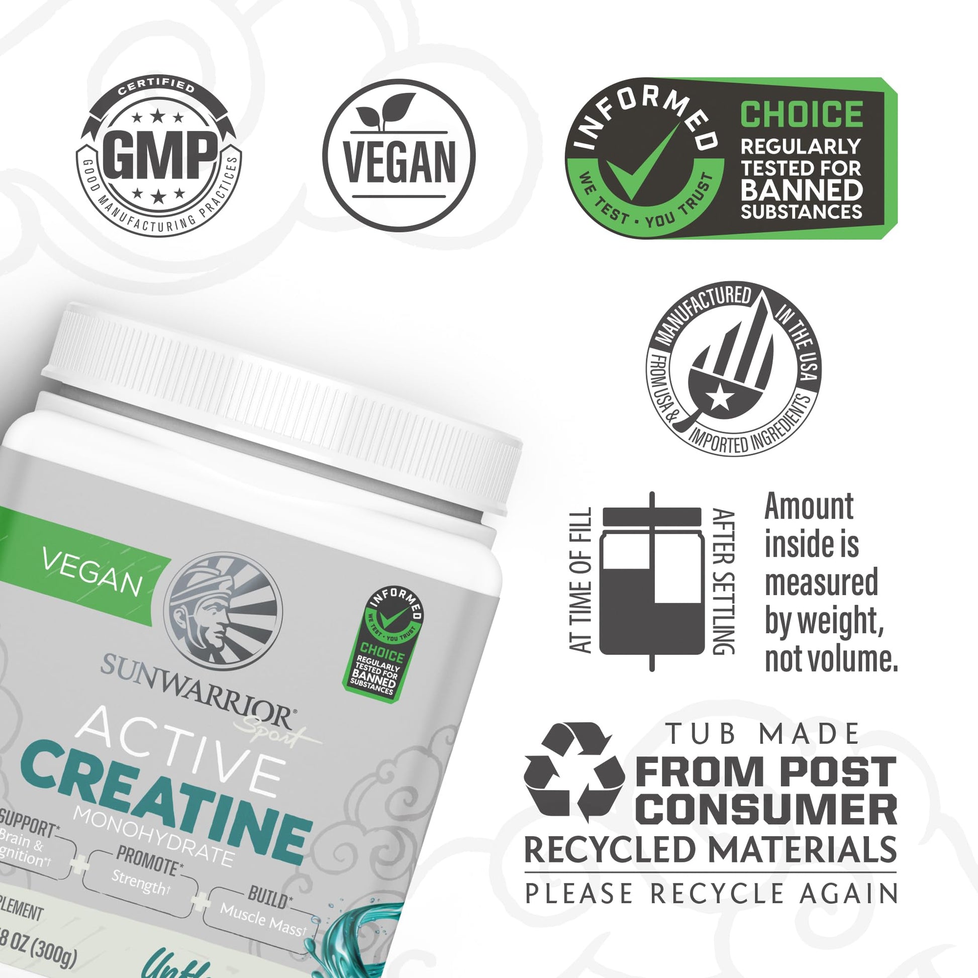 Creatine Monohydrate Powder Micronized PreWorkout Recovery Supplement | Support Muscle Building Strength Training Cognition | Vegan & Keto Friendly Easily Mixes (60 Serving) Unflavored Active Creatine Sunwarrior buy australia supplements