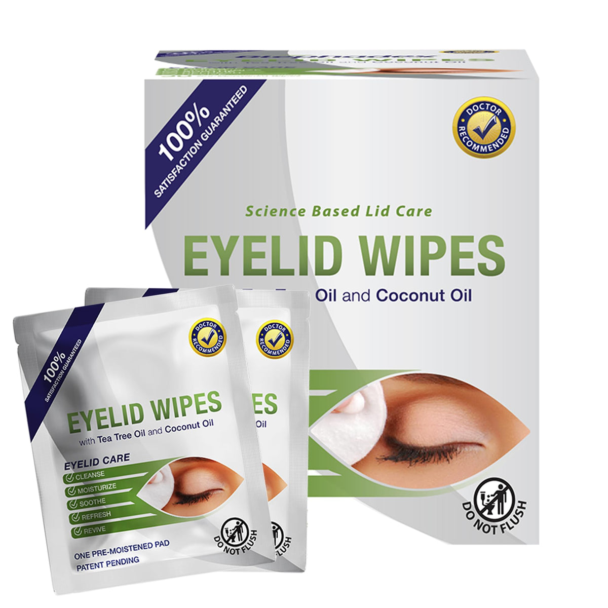 Lunovus Premium Eyelid Wipes With Tea Tree and Coconut Oil - Cleansing Wipes for People Itchy Eyes - Individually Wrapped - Box Of 30 Natural Eye Wipes Visual Advantage
