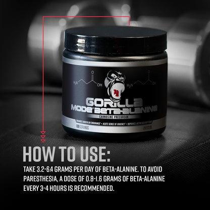Gorilla Mind Beta-Alanine Carnosine Precursor,Enhanced Muscular Endurance, 3.2 Grams per Servings