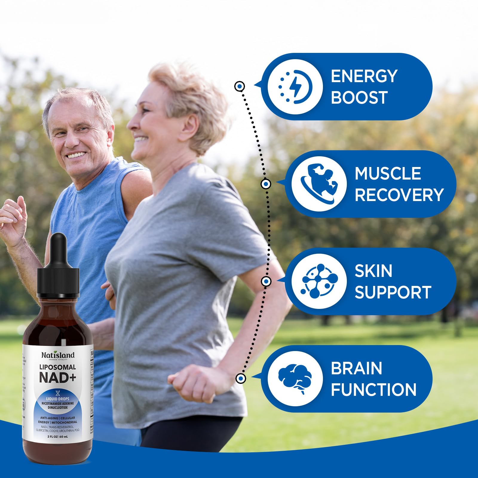 NATISLAND Liposomal NAD Supplement, 1000mg NAD+ Liquid Drops for Women & Men, with Resveratrol, Urolithin A, Quercetin, CoQ10 & PQQ, for Cellular & Metabolism Health, Energy & Anti-Aging, 2 Fl Oz NATISLAND buy australia supplements
