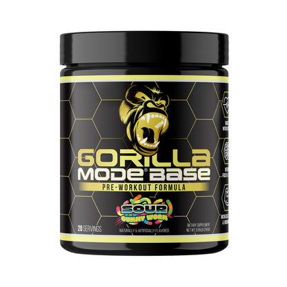 Gorilla Mode Base Pre Workout - Raises Nitric Oxide · Intense Focus & Drive · Endurance · Power - L-Citrulline, L-Tyrosine, Betaine, Alpha-GPC, Caffeine, Huperzine A - 234g (Mouthwatering Watermelon)