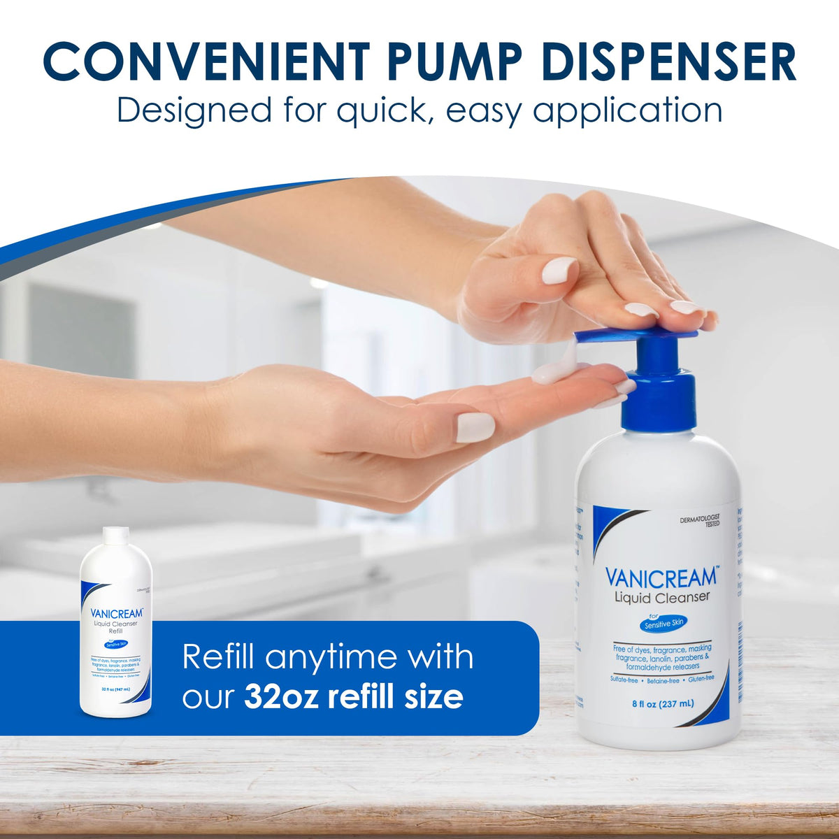 Vanicream Liquid Cleanser, Gentle Non-Drying Body & Face Wash 8 Fl Oz Pump Vanicream