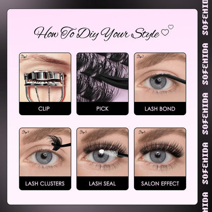 SOFENIDA Lash Clusters Kit 80D Lash Clusters Kit 10-18mm Volume Eyelash Clusters D Curly Cluster Eyelash Extensions 3D Wispy Lashes Cluster DIY Lash Extension Kit(80D-10-18MIX Thick Kit) SOFENIDA