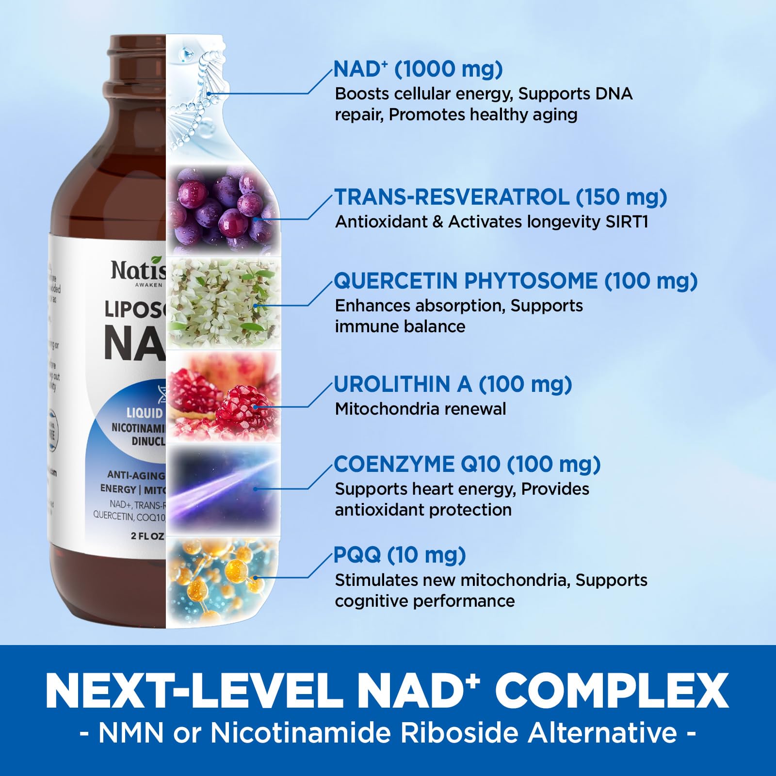 NATISLAND Liposomal NAD Supplement, 1000mg NAD+ Liquid Drops for Women & Men, with Resveratrol, Urolithin A, Quercetin, CoQ10 & PQQ, for Cellular & Metabolism Health, Energy & Anti-Aging, 2 Fl Oz NATISLAND buy australia supplements