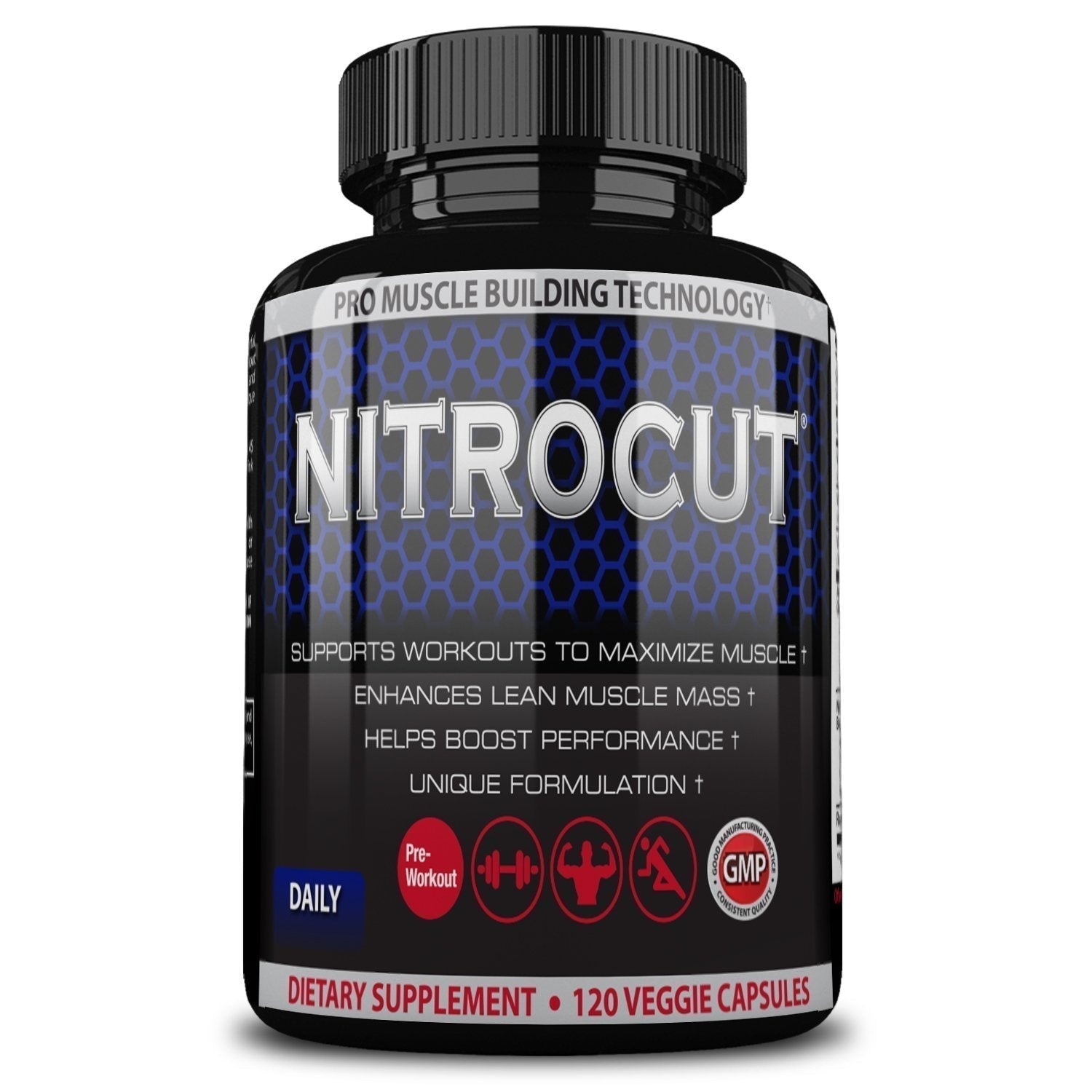 NITROCUT Pre Workout Supplement -120 Capsules - Nitric Oxide Supplements - l arginine NITROCUT buy australia supplements