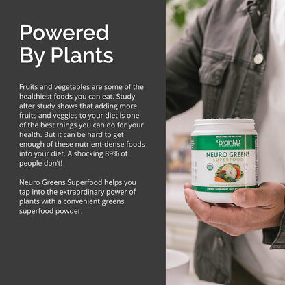 BRAINMD Dr Amen Neuro Greens Superfood - 7.9 oz - Supports Whole-Body Wellness, Digestion + Immune & Brain Health - Gluten Free - 30 Servings