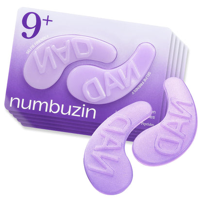 numbuzin No.9 Eye Patches, NAD+ Collagen Jelly Eye Masks with Peptides, Caffeine & Niacinamide, Cooling Under Eye Patches for Puffy Eyes & Eyebags, Skin Hydrated in Summer, 5 Pairs (10 Patches) numbuzin
