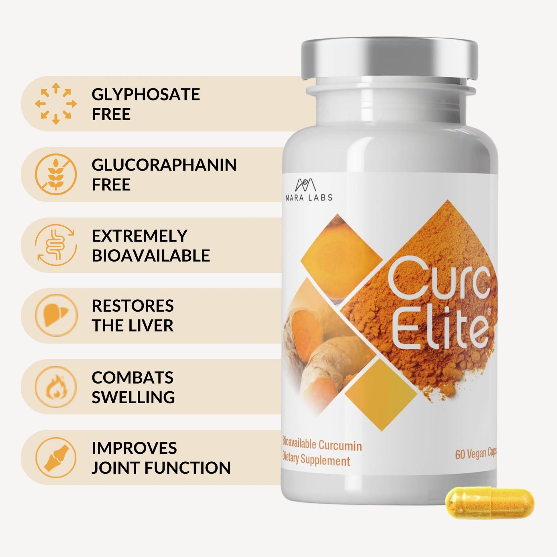 Mara Labs CurcElite Curcumin | Turmeric Extract 95% Curcuminoids | Vegan, No Fillers, and Non-GMO | 60 Vegan Capsules BrocElite buy australia supplements