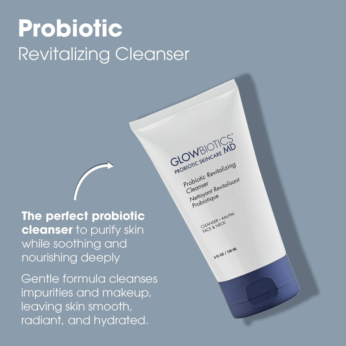 Glowbiotics Probiotic Revitalizing Cleanser - Anti-Aging Face Wash with Peptides - 5 oz - Hydrating Gel for Hormonal, Dry & Mature Skin Glowbiotics