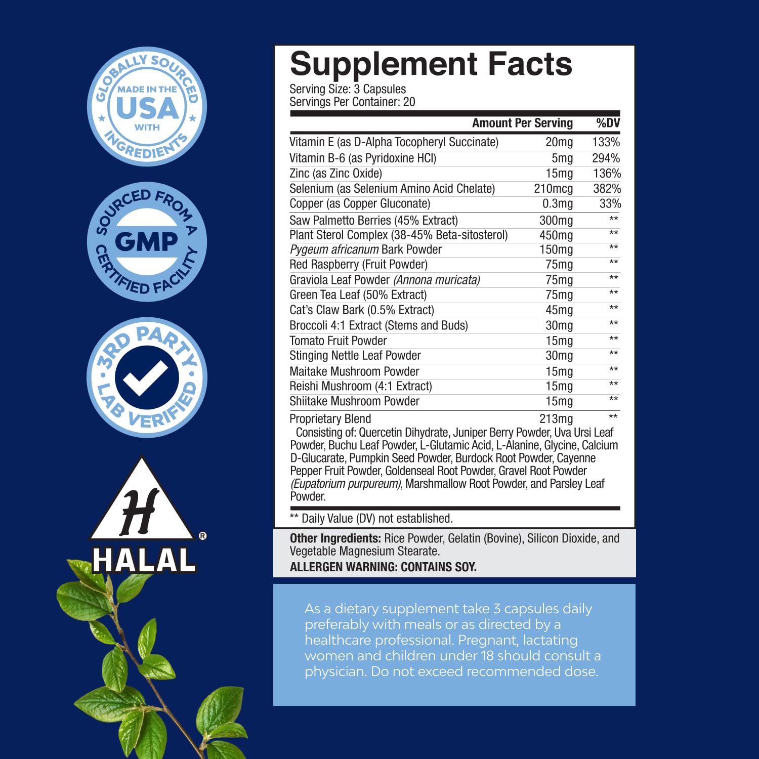 Herbal Prostate Supplement for Men - Potent Pygeum and Saw Palmetto Extract for Urinary Tract Support - Prostate Health Blend with Beta Sitosterol & Green Tea - Nighttime Comfort Support - 90 Count Gsupps Australia