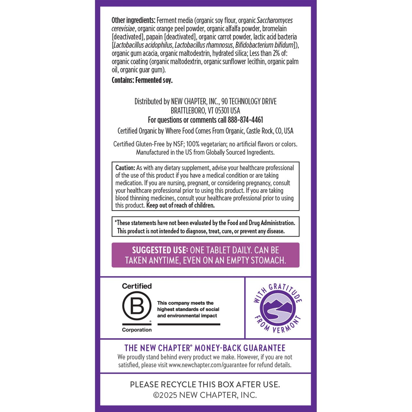 New Chapter Women’s Multivitamin 40+, extra B6 & B12, Biotin for Hair Growth, D3, Vit C, Zinc for Immune & Stress Support, Gentle on an Empty Stomach New Chapter