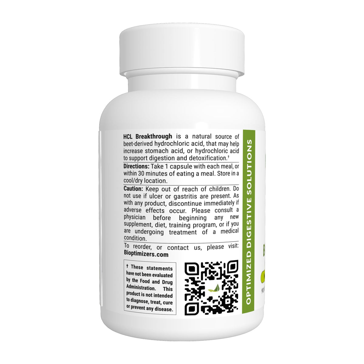 BIOptimizers HCL Breakthrough - Betaine Hydrochloride Enzymes Supplement - Assists with Protein Breakdown and Absorption - Helps Gas and Heartburn Relief BIOptimizers