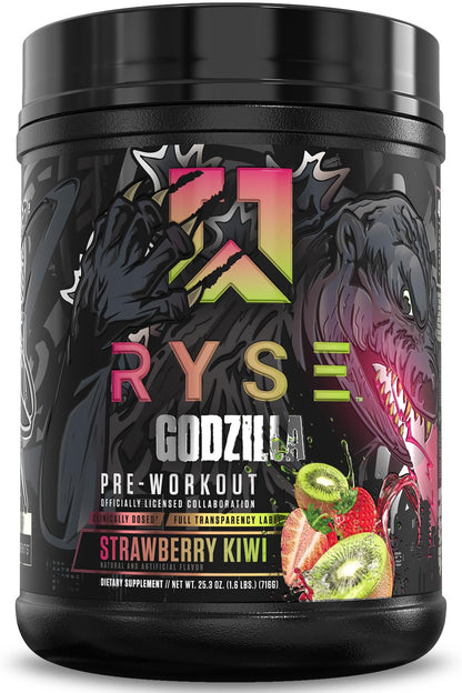 RYSE Godzilla X Noel Deyzel Pre Workout Powder - Monsterberry Lime - 400mg Caffeine, High Stim Pre-Workout for Men & Women with Citrulline & Beta Alanine - Energy, Pump & Focus - 20/40 Servings